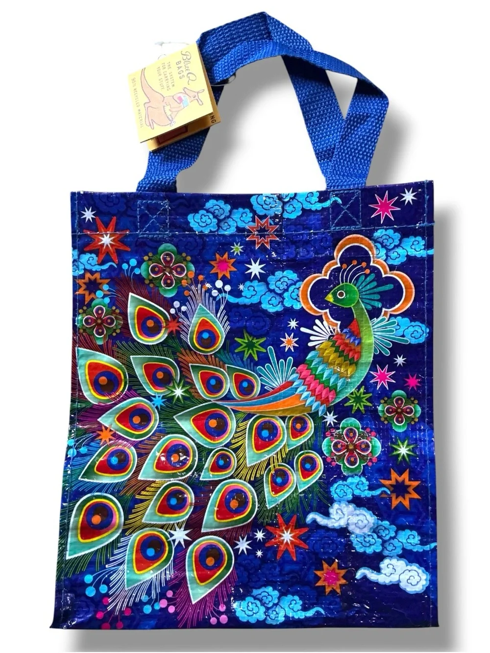 NEW NWT Blue Q PSYCHEDELIC PEACOCK Handy Tote Snacks Bag Recycled Reusable
